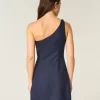 Linen-Blend Asymmetrical Mini Dress