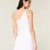 Linen-Blend Asymmetrical Mini Dress
