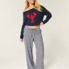 Linen-Blend Baggy Pull-On Pants
