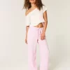 Linen-Blend Baggy Pull-On Pants