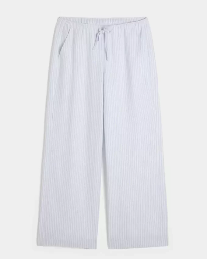 Linen-Blend Baggy Pull-On Pants
