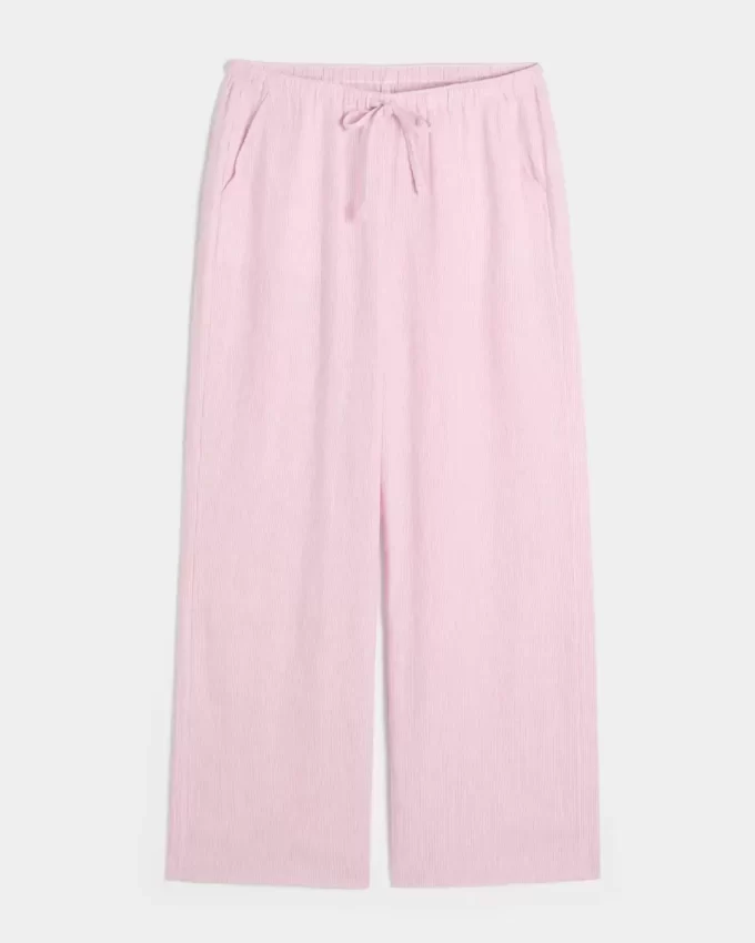 Linen-Blend Baggy Pull-On Pants