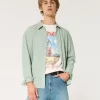 Linen-Blend Button-Through Shirt