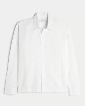 Linen-Blend Button-Through Shirt