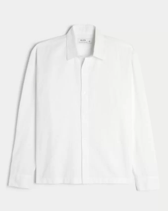 Linen-Blend Button-Through Shirt