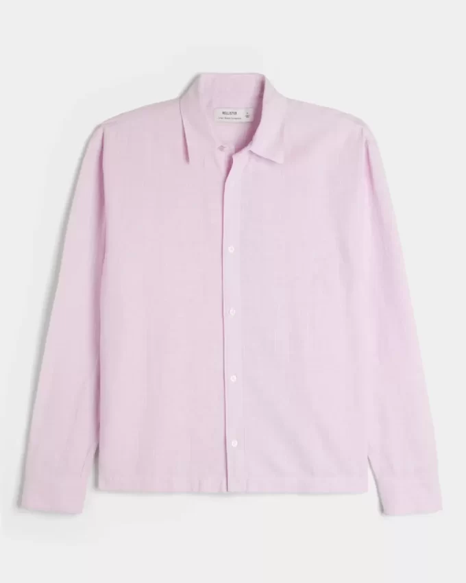Linen-Blend Button-Through Shirt