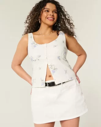Linen Blend Button-Through Top
