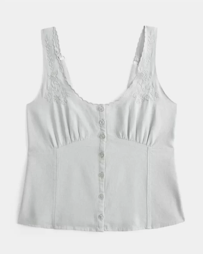 Linen Blend Button-Through Top Linen Blend Button-Through Top