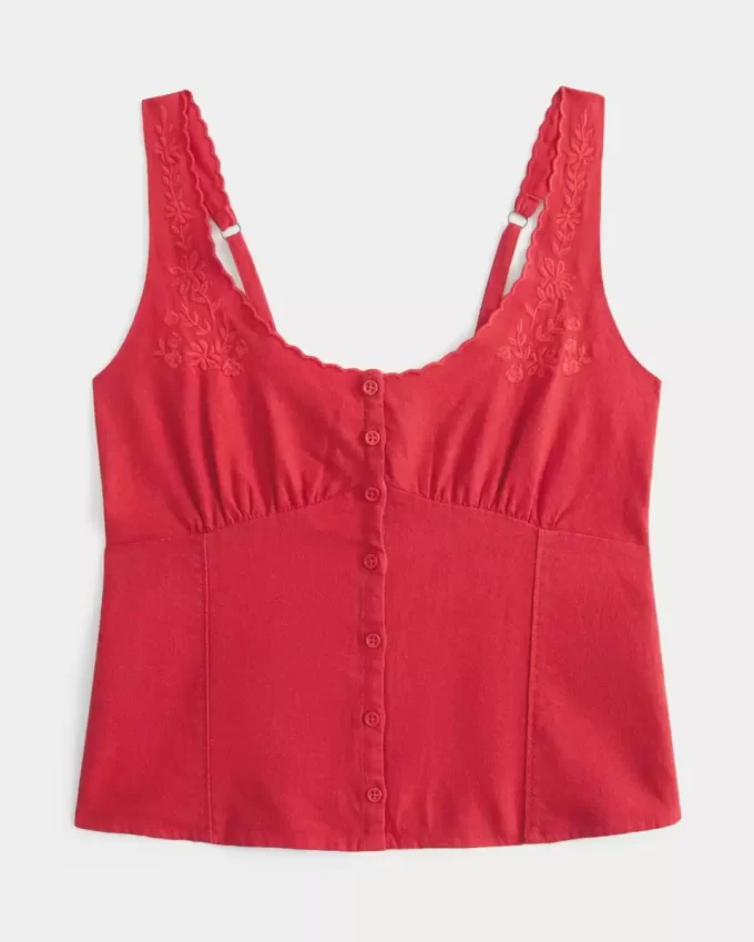 Linen Blend Button-Through Top Linen Blend Button-Through Top