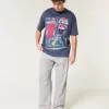 Linen-Blend Flex-Waist Baggy Pants