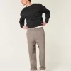 Linen-Blend Flex Waist Baggy Pants