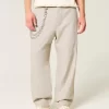 Linen-Blend Flex Waist Baggy Pants