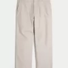 Linen-Blend Flex Waist Baggy Pants