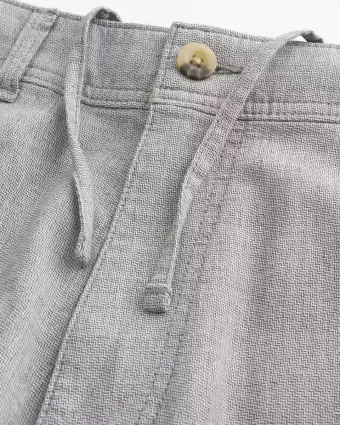 Linen-Blend Flex-Waist Baggy Pants