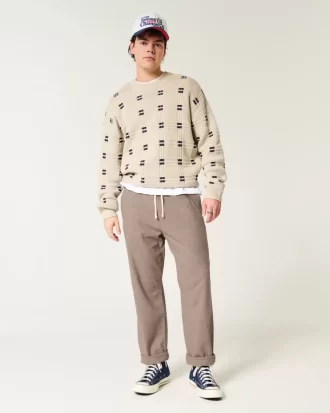 Linen-Blend Loose Pull-On Pants