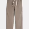 Linen-Blend Loose Pull-On Pants