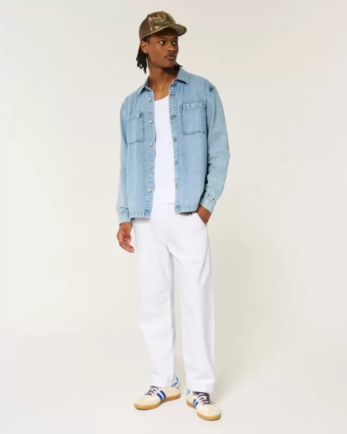 Linen-Blend Loose Pull-On Pants