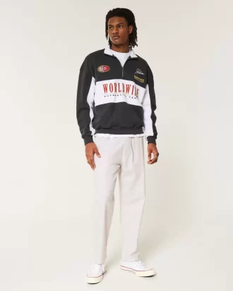 Linen-Blend Loose Pull-On Pants