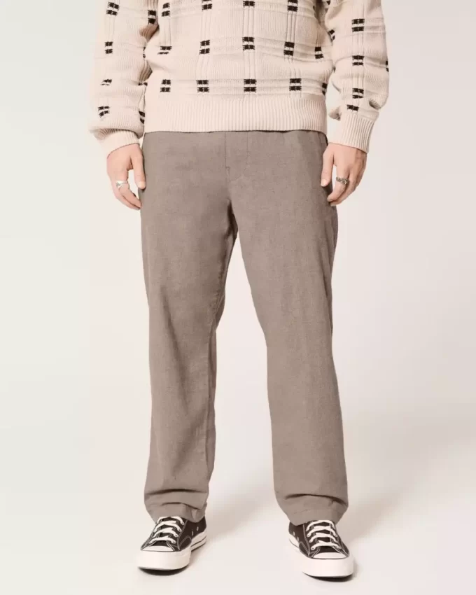 Linen-Blend Loose Pull-On Pants