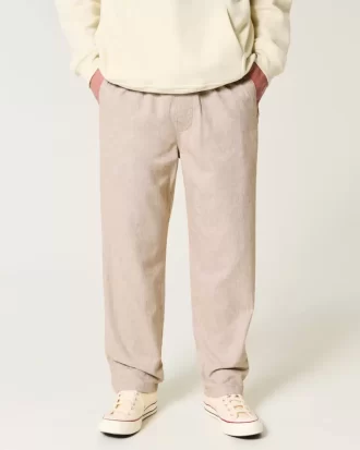 Linen-Blend Loose Pull-On Pants