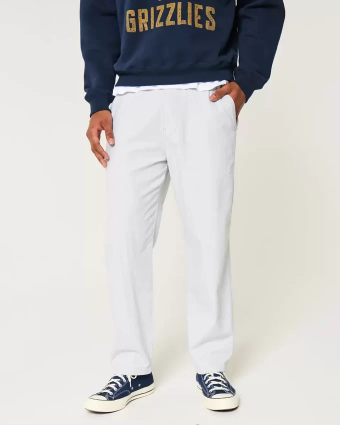Linen-Blend Loose Pull-On Pants