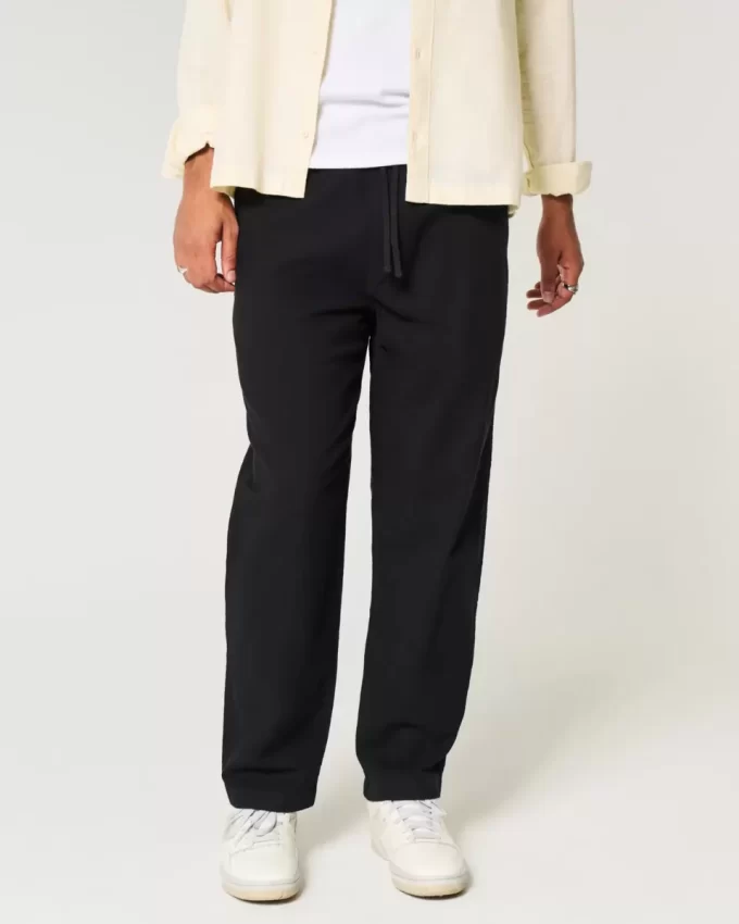 Linen-Blend Loose Pull-On Pants