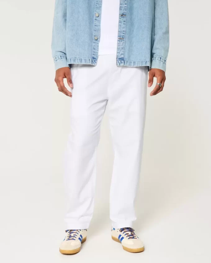 Linen-Blend Loose Pull-On Pants