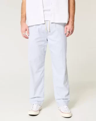 Linen-Blend Loose Pull-On Pants