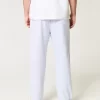 Linen-Blend Loose Pull-On Pants