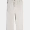 Linen-Blend Loose Pull-On Pants