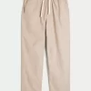 Linen-Blend Loose Pull-On Pants