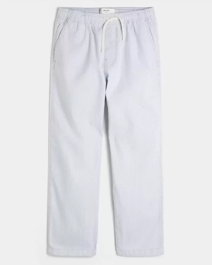 Linen-Blend Loose Pull-On Pants