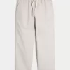 Linen-Blend Loose Pull-On Pants