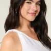 Linen-Blend One-Shoulder Top