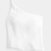 Linen-Blend One-Shoulder Top