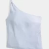 Linen-Blend One-Shoulder Top