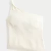 Linen-Blend One-Shoulder Top