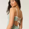 Linen-Blend Open-Back Slip Midi Dress