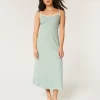 Linen-Blend Open-Back Slip Midi Dress