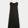 Linen-Blend Open-Back Slip Midi Dress