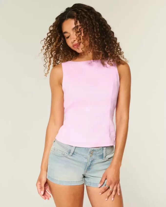 Linen-Blend Open-Back Top Linen-Blend Open-Back Top
