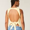 Linen-Blend Open-Back Top Linen-Blend Open-Back Top