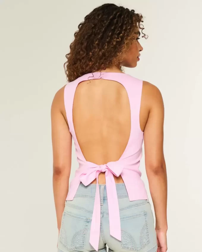 Linen-Blend Open-Back Top Linen-Blend Open-Back Top