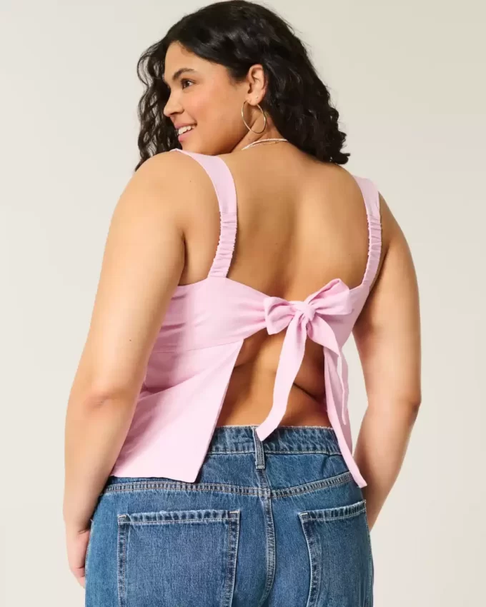Linen-Blend Open-Back Top Linen-Blend Open-Back Top