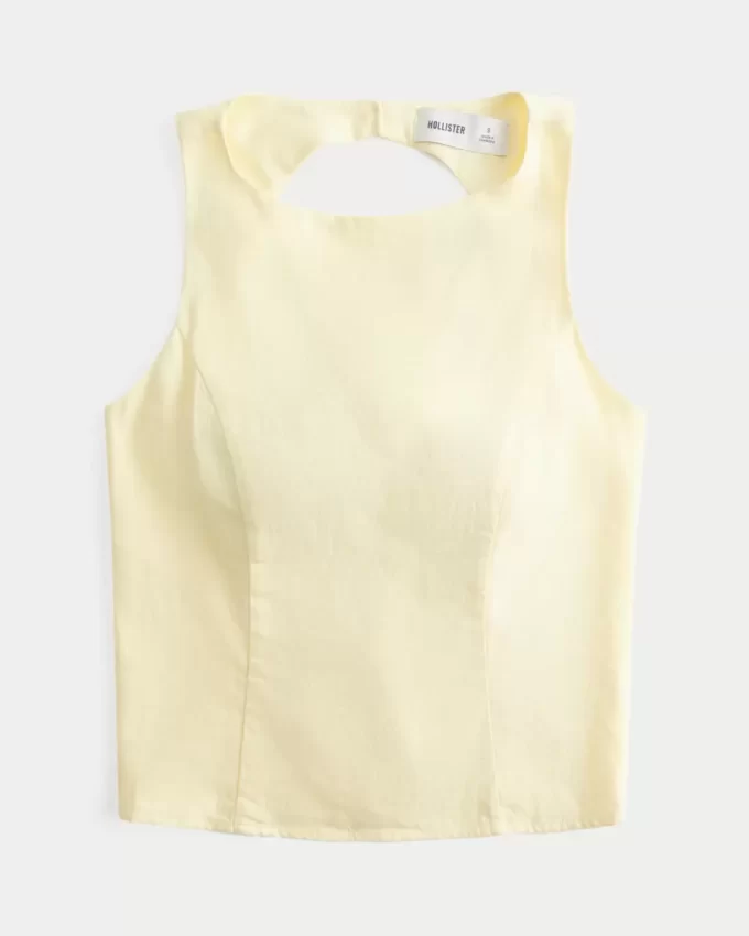 Linen-Blend Open-Back Top Linen-Blend Open-Back Top