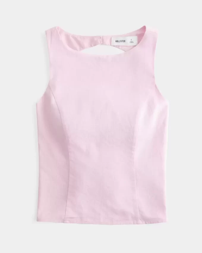 Linen-Blend Open-Back Top Linen-Blend Open-Back Top