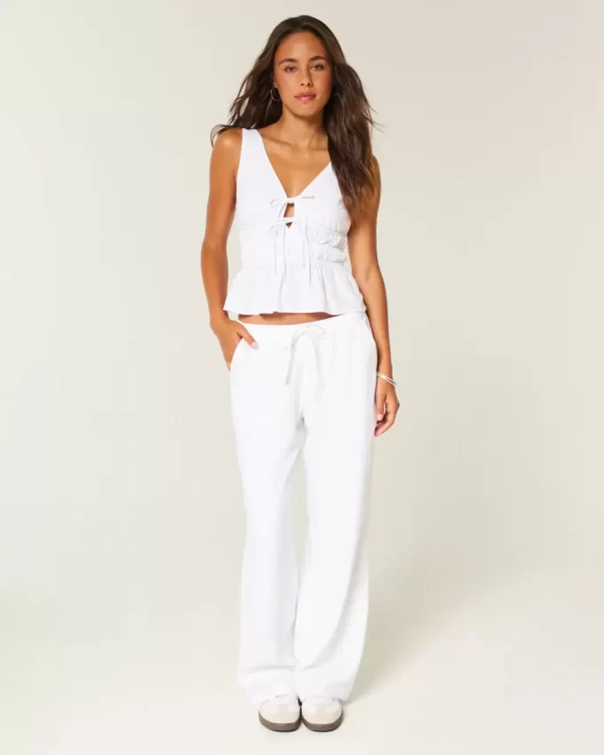 Linen-Blend Pull-On Baggy Pants