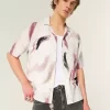 Linen-Blend Short-Sleeve Pattern Shirt