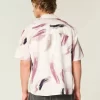 Linen-Blend Short-Sleeve Pattern Shirt