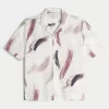 Linen-Blend Short-Sleeve Pattern Shirt